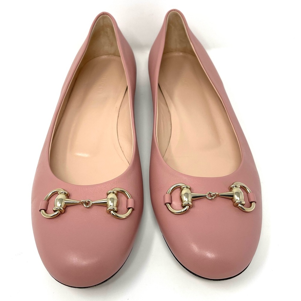 Gucci Horsebit Ballet Flats Pink Leather EU 39 US 9 Powder Pink - Picture 5 of 16